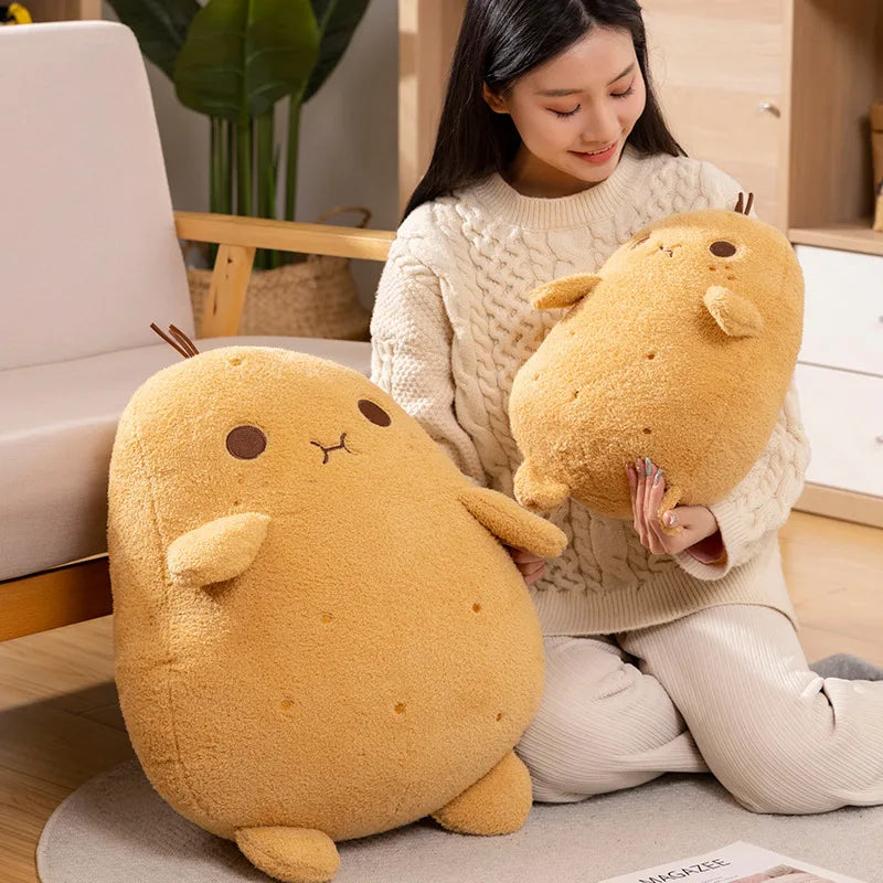 Kawaii Vegetable Potato Plush Pillow New Yellow with Expression Potato Soft Plush Toy Adornment Bedroom Gift for Boys and Girls