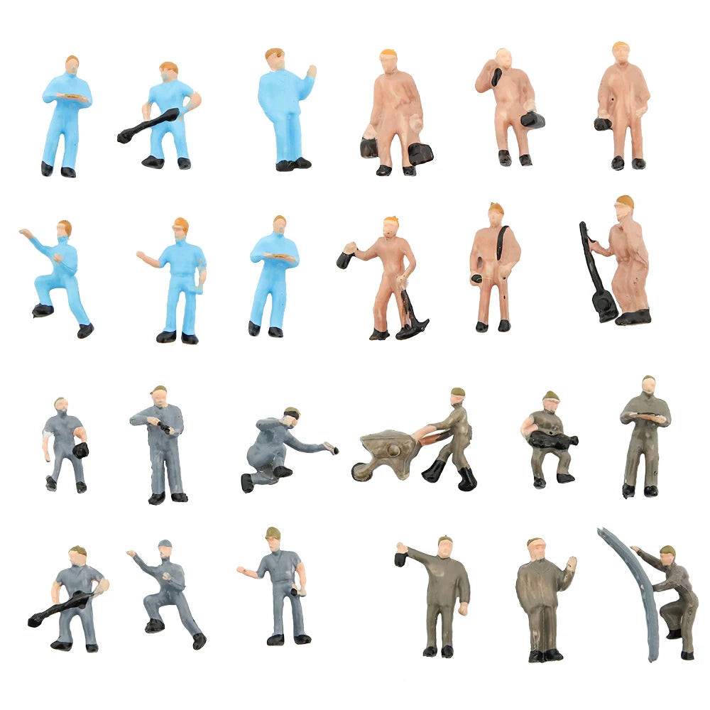 Ho Scale Train Working Figure Mode Miniature Workers with Tools for Railway Building Scenery Layout Toys Architecture