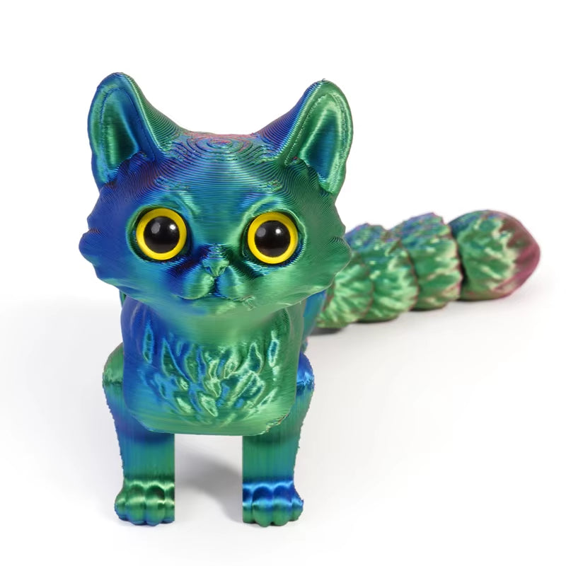 3D Printed Cute Cats Movable Joint Fidget Toys Stress Relief Decompression Desktop Ornament Kid Figure Toy for Adults Kids Gift