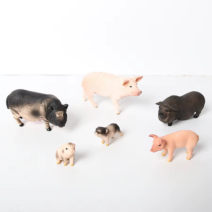 Simulated Wild Boar Pig Model Farm Animal Pig Family Set Figurines Action Figure Educational Toys for Kids Home Decor