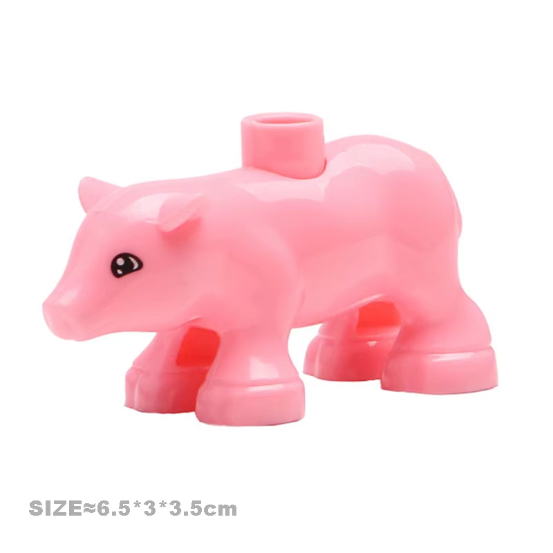 Big Size Building Blocks Cat Dog Pig Rabbit Model Accessories Compatible Bricks Farm Animals Set Assemble Education Toys for Kid
