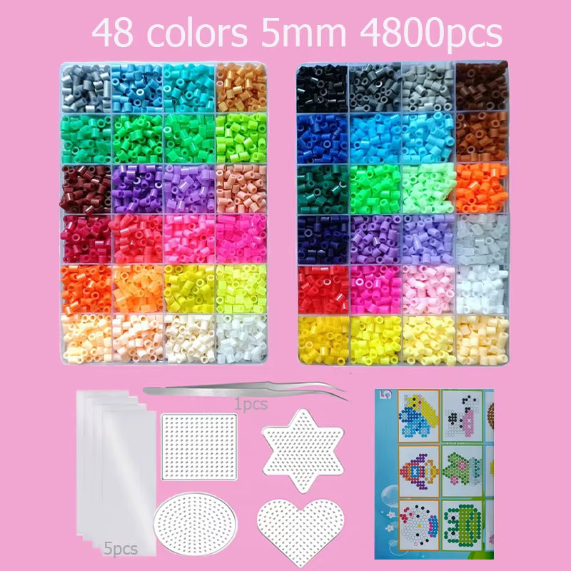 Hama Beads Box Embalagem Thermal Mosaic Ferro Educação Beads, Ironing Beads Fuse Beads Brinquedo DIY, 24 48 72 Cores 2.6MM 5MM