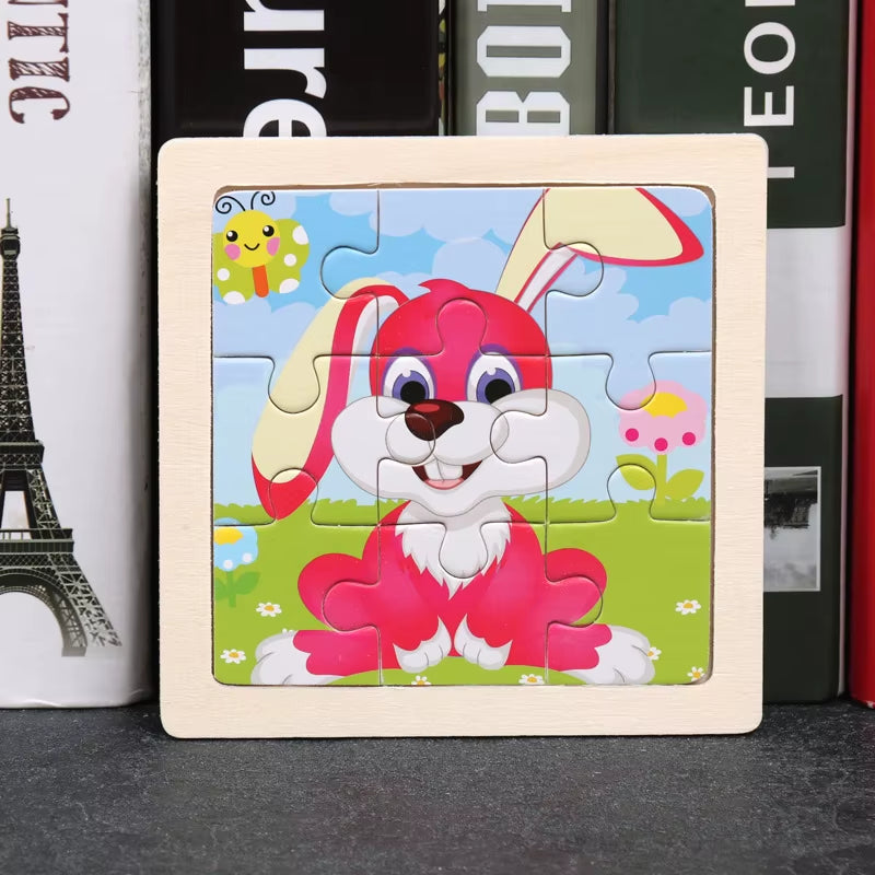 9Pcs Small Size Wooden Puzzle Montessori Toys for Baby Jigsaw 3D Puzzle Board Game Educational Toys for Children Gift