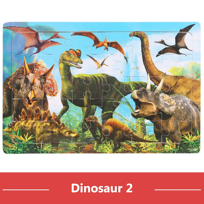 New 30 Pieces Wooden 3D Puzzles Cartoon Animal Jigsaw Puzzle Board Game Preschool Montessori Educational Toys for Children