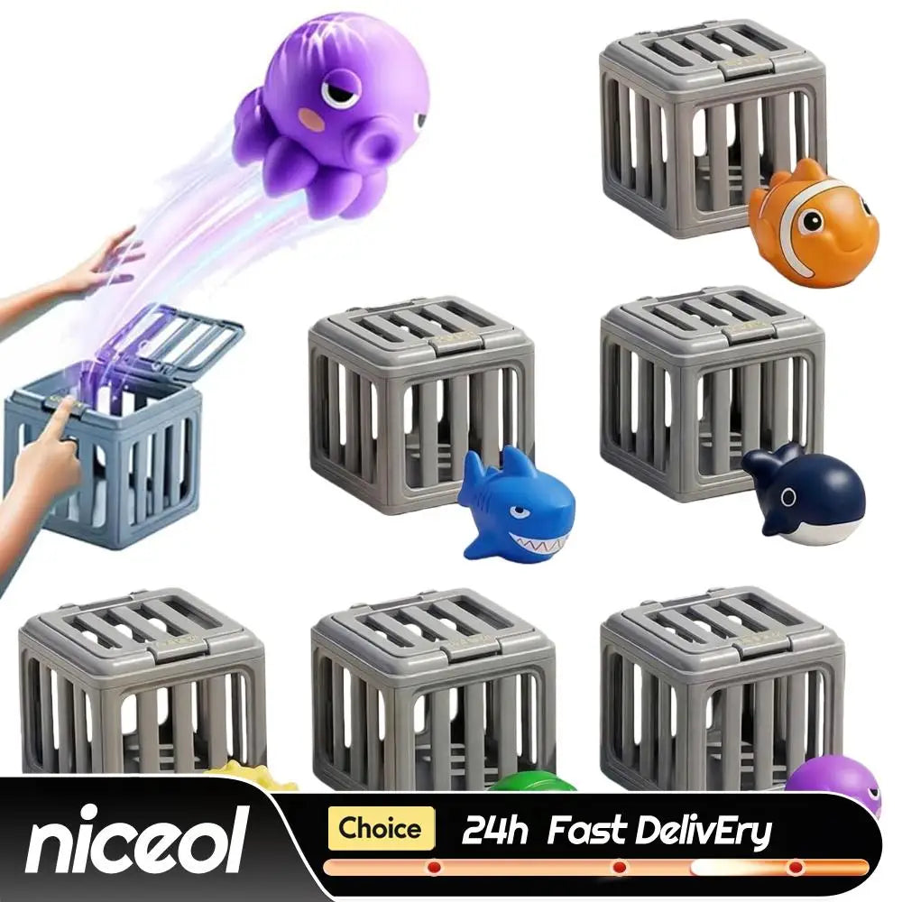 Toddler Bath Toy Play Set W/ Fish Box Floating Animals Water Swimming Dive Pool Game for 1 2 3 4 Years Old Boys Girls Gift