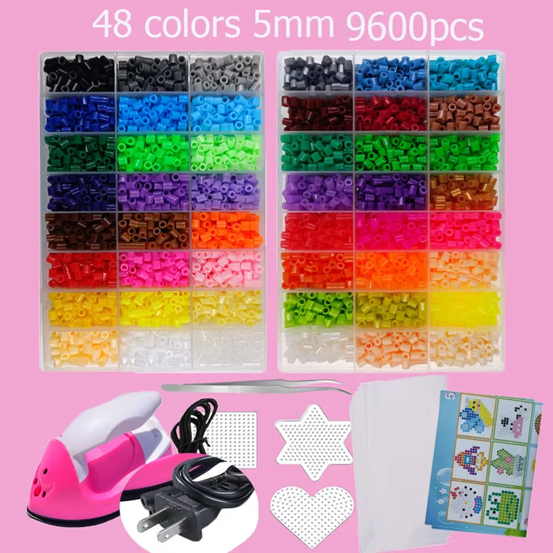 Hama Beads Box Embalagem Thermal Mosaic Ferro Educação Beads, Ironing Beads Fuse Beads Brinquedo DIY, 24 48 72 Cores 2.6MM 5MM