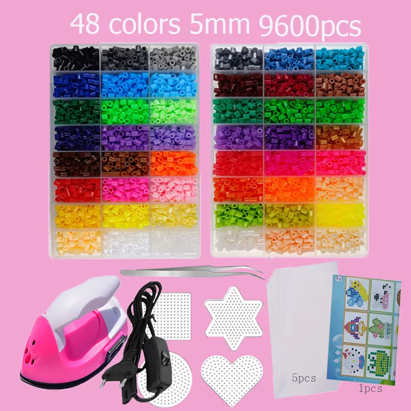 Hama Beads Box Embalagem Thermal Mosaic Ferro Educação Beads, Ironing Beads Fuse Beads Brinquedo DIY, 24 48 72 Cores 2.6MM 5MM