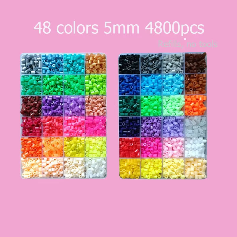 Hama Beads Box Embalagem Thermal Mosaic Ferro Educação Beads, Ironing Beads Fuse Beads Brinquedo DIY, 24 48 72 Cores 2.6MM 5MM