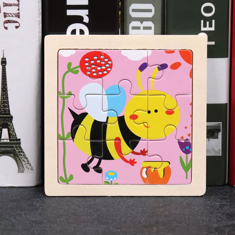 9Pcs Small Size Wooden Puzzle Montessori Toys for Baby Jigsaw 3D Puzzle Board Game Educational Toys for Children Gift
