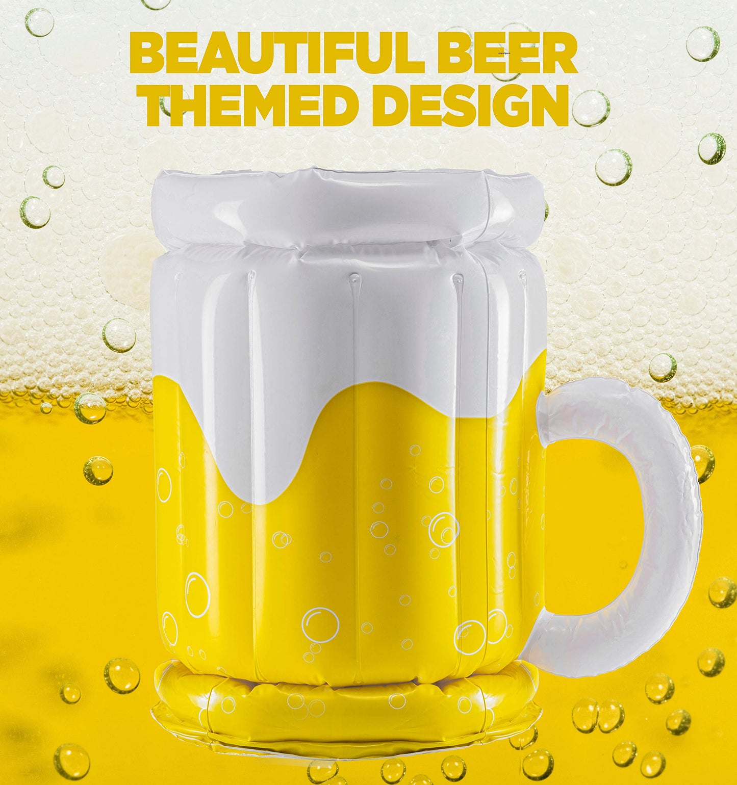 Large Inflatable Beer Mug Cooler Pool Float Drink Cooler for Adults Parties 2 In1 Drink Floatie and Party Supplies Great Toy for Beach Pool and Jacuzzi