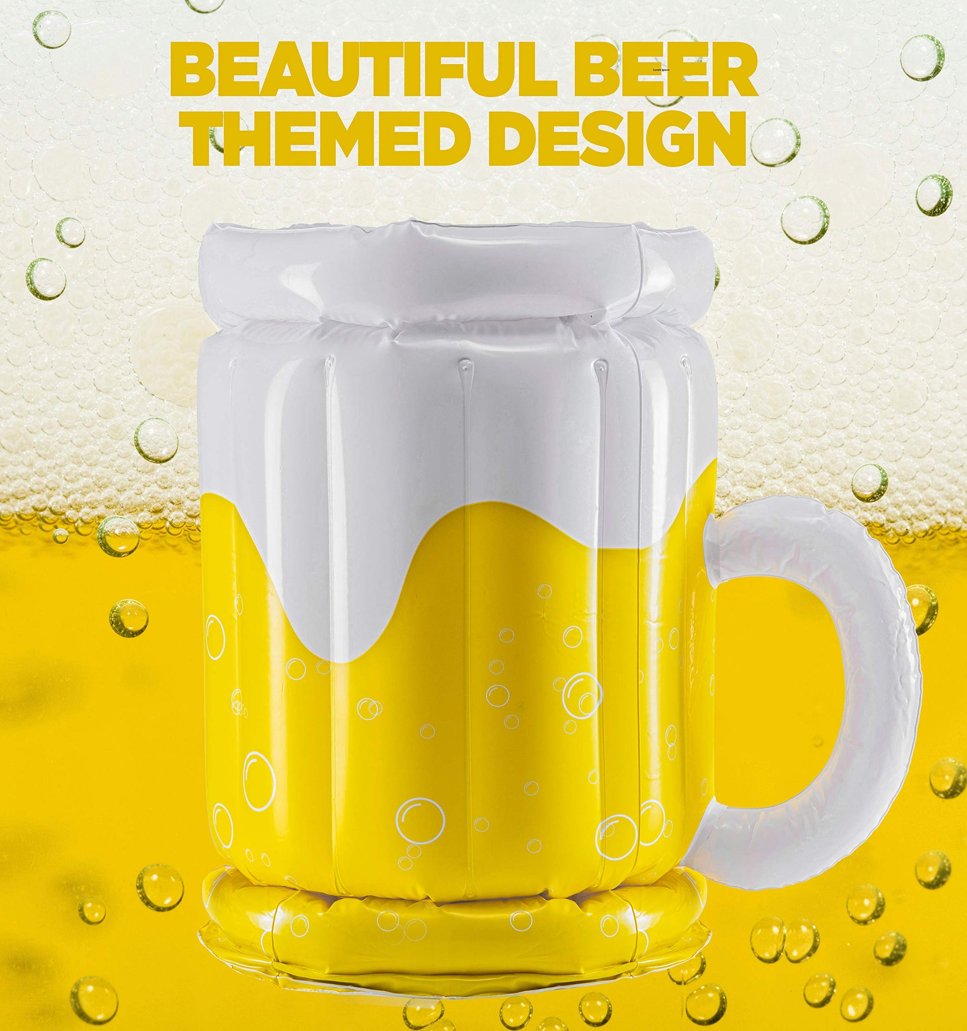 Large Inflatable Beer Mug Cooler Pool Float Drink Cooler for Adults Parties 2 In1 Drink Floatie and Party Supplies Great Toy for Beach Pool and Jacuzzi