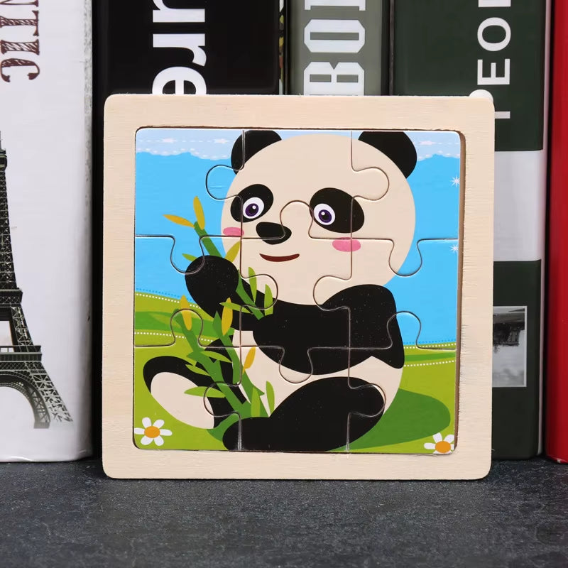 9Pcs Small Size Wooden Puzzle Montessori Toys for Baby Jigsaw 3D Puzzle Board Game Educational Toys for Children Gift