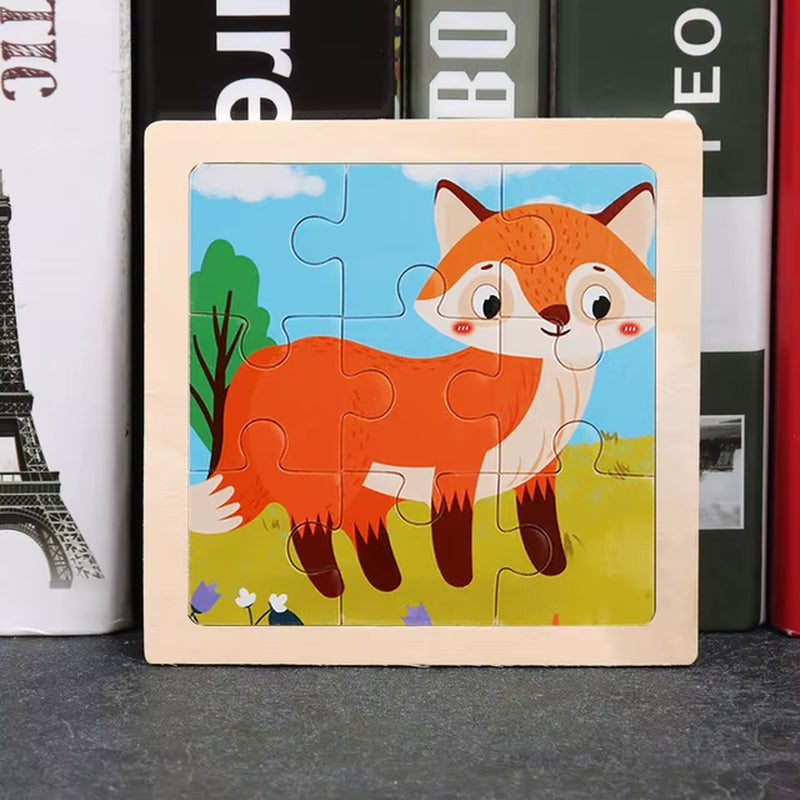 9Pcs Small Size Wooden Puzzle Montessori Toys for Baby Jigsaw 3D Puzzle Board Game Educational Toys for Children Gift