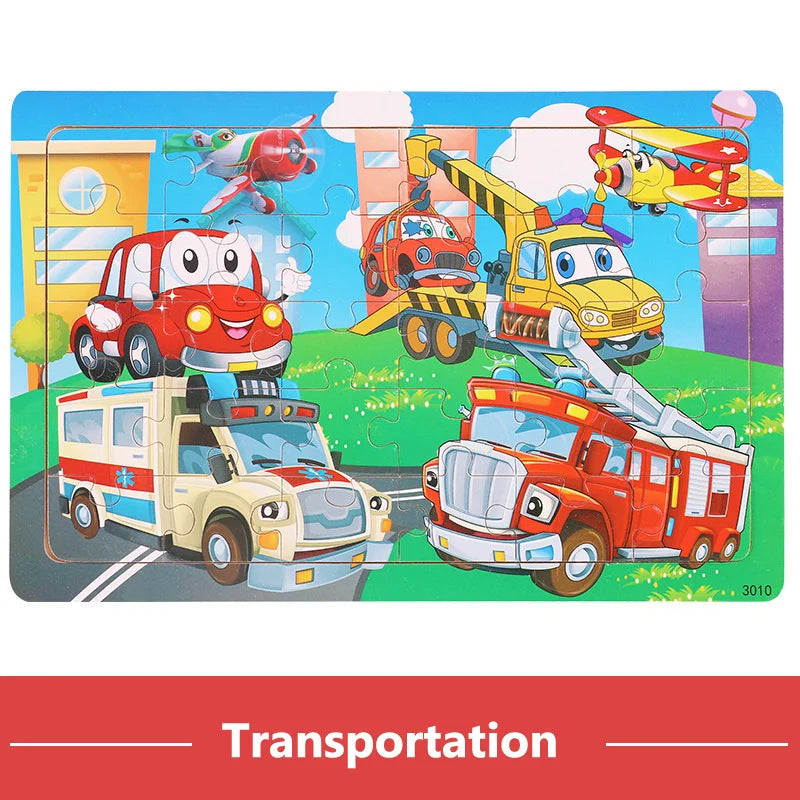 New 30 Pieces Wooden 3D Puzzles Cartoon Animal Jigsaw Puzzle Board Game Preschool Montessori Educational Toys for Children