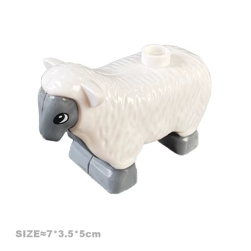 Big Size Building Blocks Cat Dog Pig Rabbit Model Accessories Compatible Bricks Farm Animals Set Assemble Education Toys for Kid