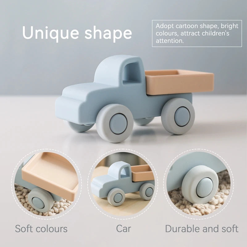 Baby Silicone Car Toys Montessori Baby Things Silicone Baby Teether Toy Car 0 12 Months Newborn Educational Toy Silicone Blocks