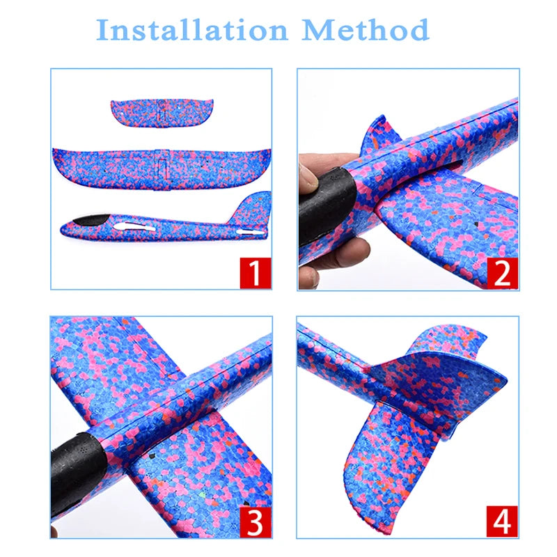 48Cm Large EVA Foam Aircraft Toy Hand Throw Flight Glider Aircraft Airplane DIY Model Toy Throwing Roundabout Airplane Kid Gifts