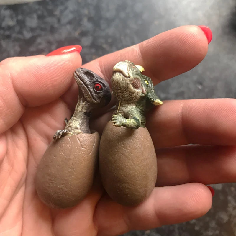 3PCS Hatching Dinosaur Eggs Tyrannosaurus Rex Triceratops Raptor Figurine Set Animal Collectible Decor Mini Model Toys Kids Gift