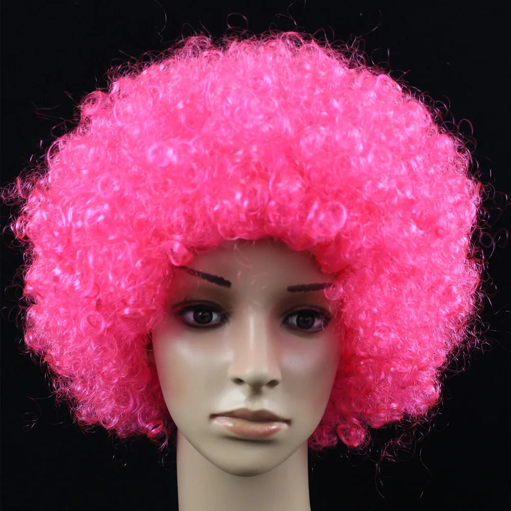 Women Curly Cosplay Wig Short Wavy Curly Hair Colorful Synthetic Wig for Daily Party Men Football Fan Wearing Kids Wigs