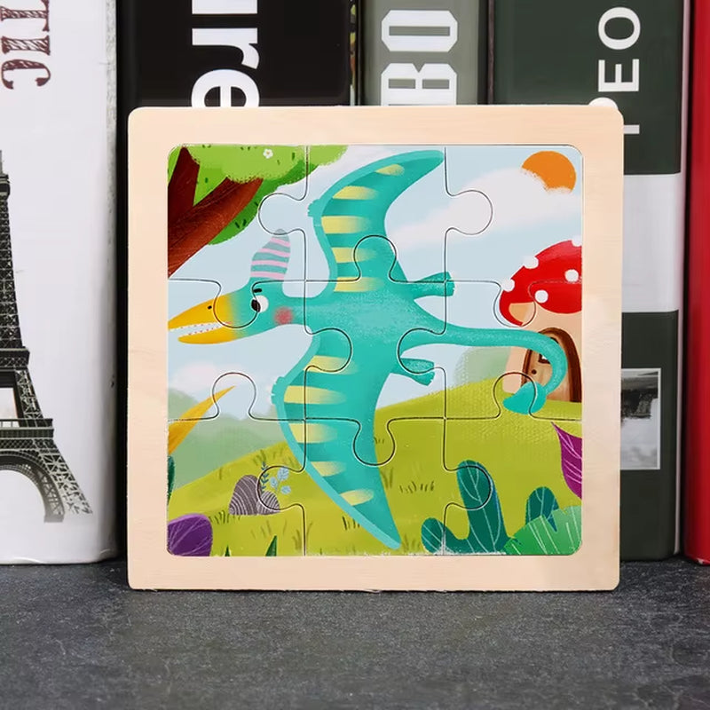 9Pcs Small Size Wooden Puzzle Montessori Toys for Baby Jigsaw 3D Puzzle Board Game Educational Toys for Children Gift