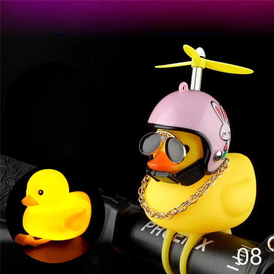 Luminous/Normal Airscrew Helmet Standing Duck Broken Wind Small Yellow Duck Bike Motor Riding Cycling Lights Bicycle Accessories