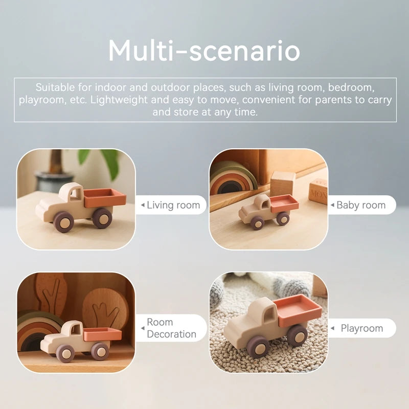 Baby Silicone Car Toys Montessori Baby Things Silicone Baby Teether Toy Car 0 12 Months Newborn Educational Toy Silicone Blocks