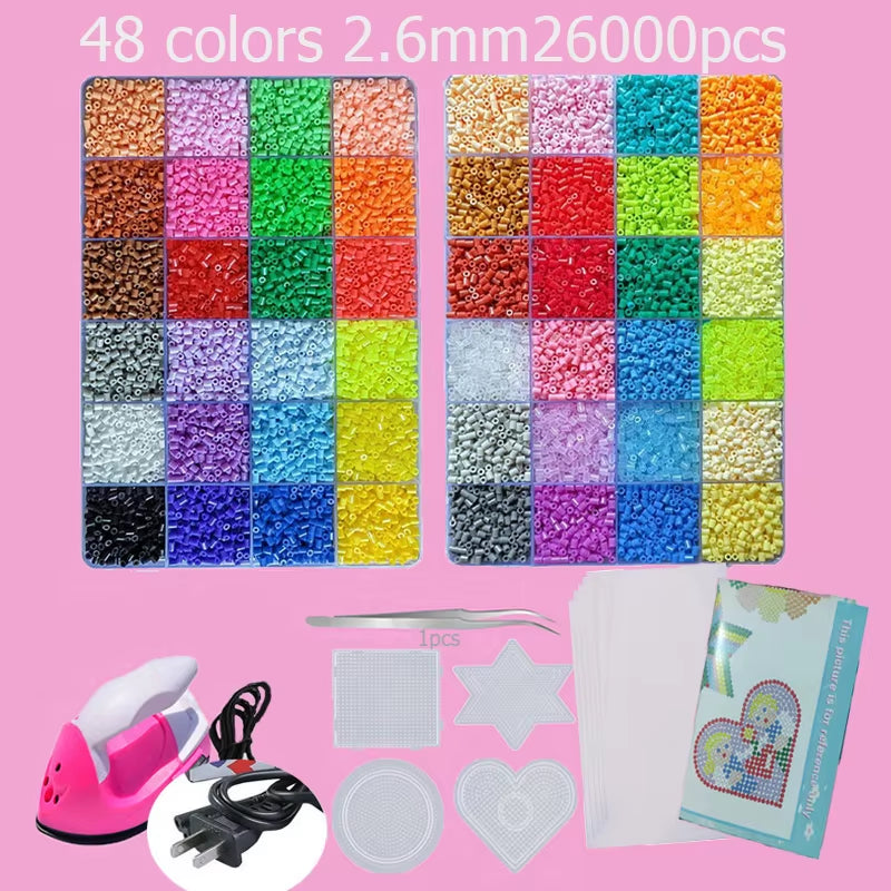 Hama Beads Box Embalagem Thermal Mosaic Ferro Educação Beads, Ironing Beads Fuse Beads Brinquedo DIY, 24 48 72 Cores 2.6MM 5MM
