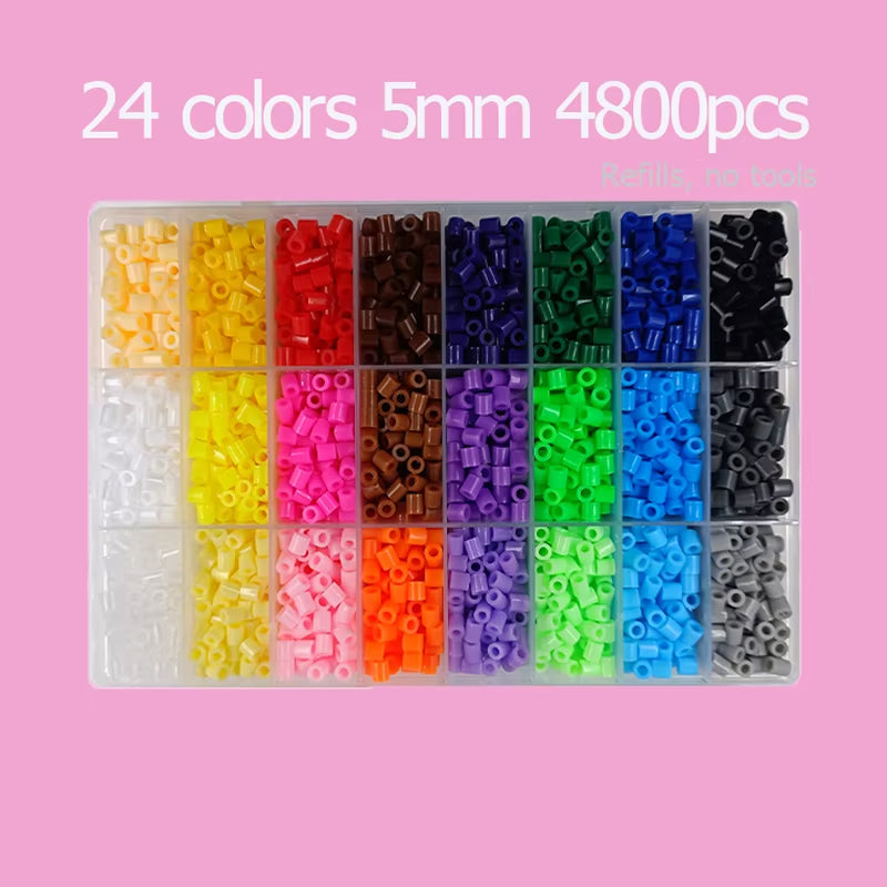 Hama Beads Box Embalagem Thermal Mosaic Ferro Educação Beads, Ironing Beads Fuse Beads Brinquedo DIY, 24 48 72 Cores 2.6MM 5MM