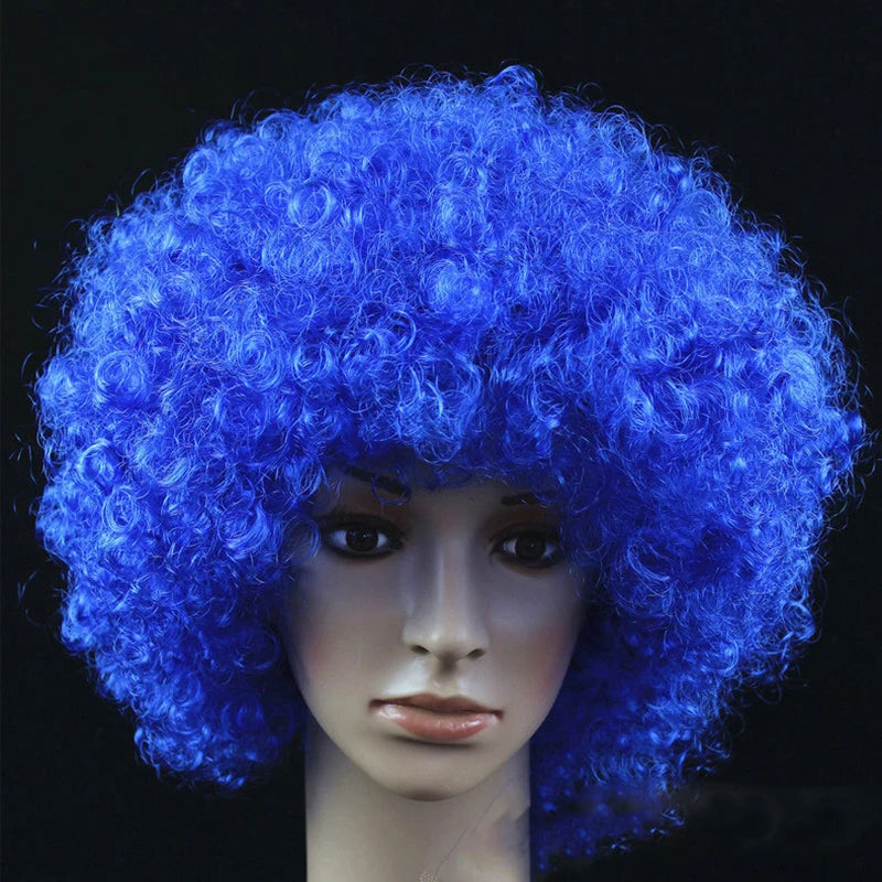 Women Curly Cosplay Wig Short Wavy Curly Hair Colorful Synthetic Wig for Daily Party Men Football Fan Wearing Kids Wigs