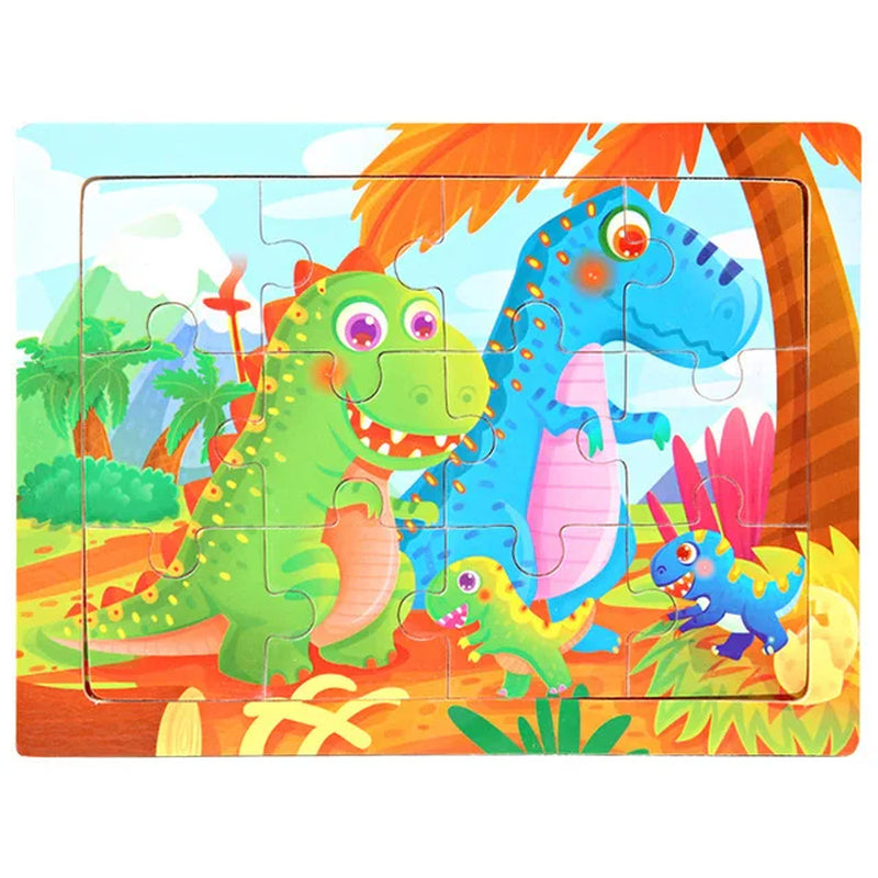 New 30 Pieces Wooden 3D Puzzles Cartoon Animal Jigsaw Puzzle Board Game Preschool Montessori Educational Toys for Children