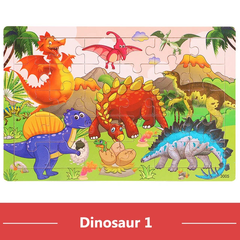New 30 Pieces Wooden 3D Puzzles Cartoon Animal Jigsaw Puzzle Board Game Preschool Montessori Educational Toys for Children