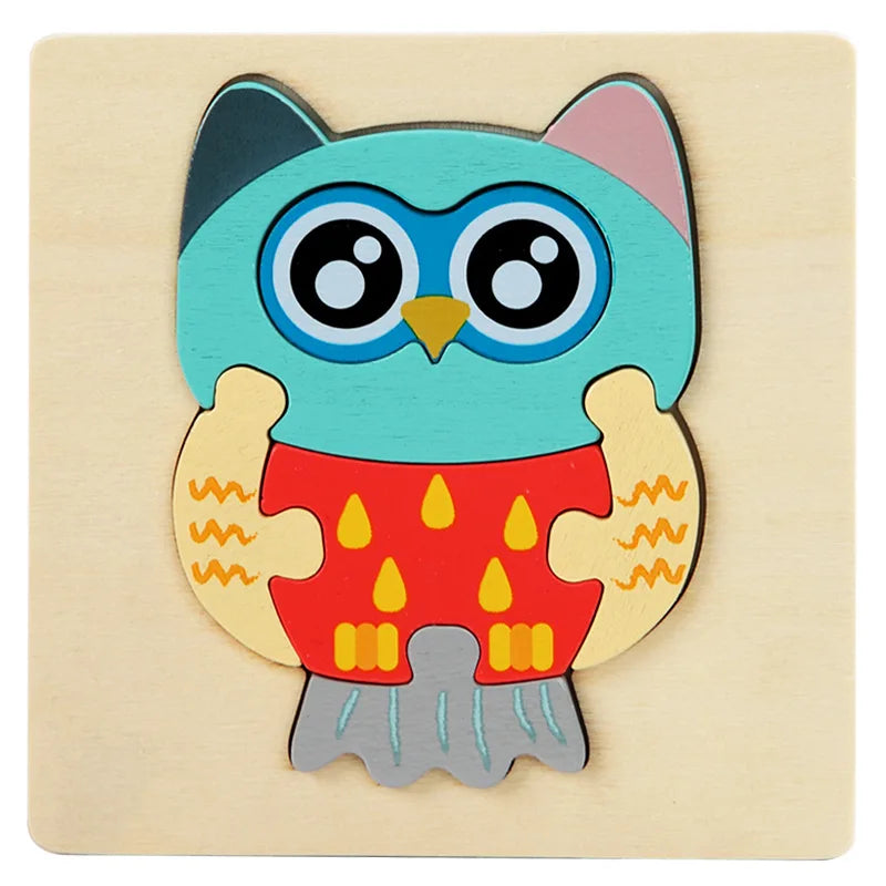 Montessori Toys 3D Puzzle Cartoon Animals Vehicle Cognitive Jigsaw Puzzle Wooden Toys for Children Baby Puzzle Game Gift