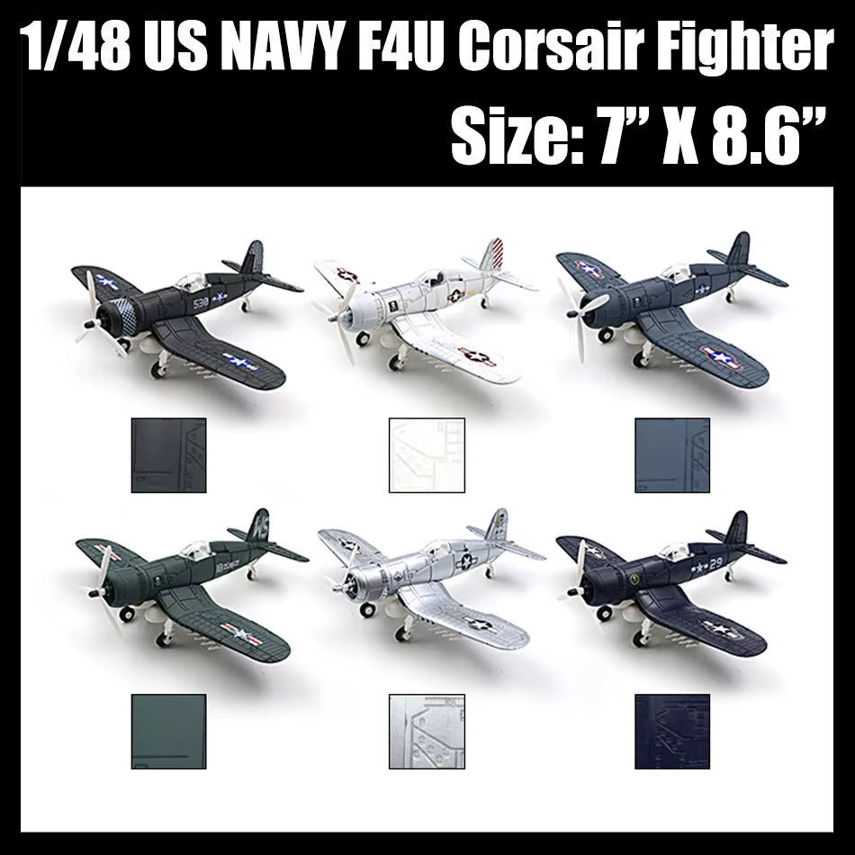 1：48 Britain Spitfire Hurricane F4U Corsair Assemble Fighter Aeroplane Model Combat Airplane Aircraft