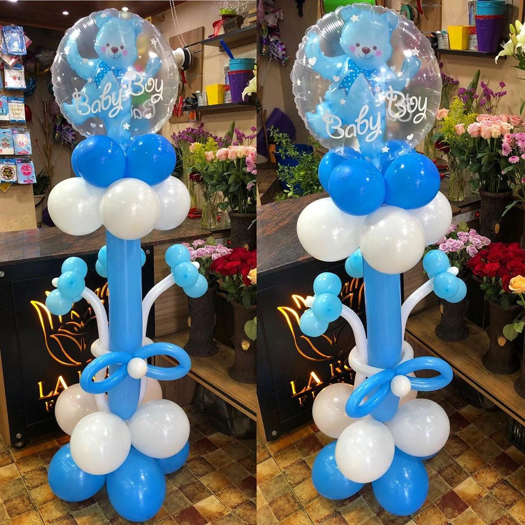 4D Transparent Baby Girl/Boy Bear Bubble Ball Birthday Party Blue/Pink Balloon Baby Shower Gender Reveal Decor DIY Gift Supplies