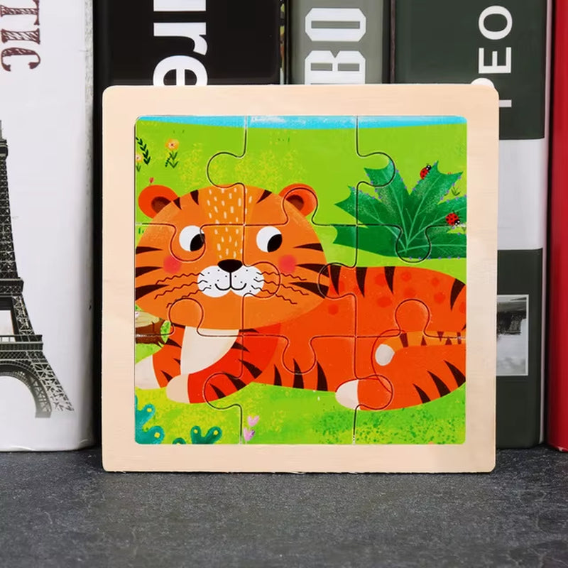 9Pcs Small Size Wooden Puzzle Montessori Toys for Baby Jigsaw 3D Puzzle Board Game Educational Toys for Children Gift