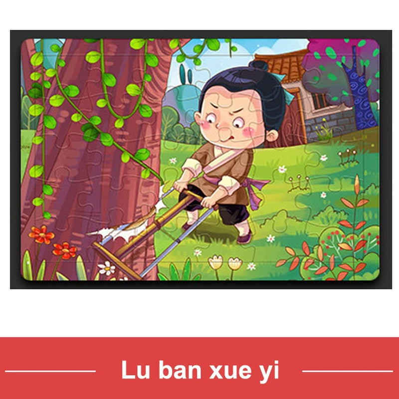 New 30 Pieces Wooden 3D Puzzles Cartoon Animal Jigsaw Puzzle Board Game Preschool Montessori Educational Toys for Children