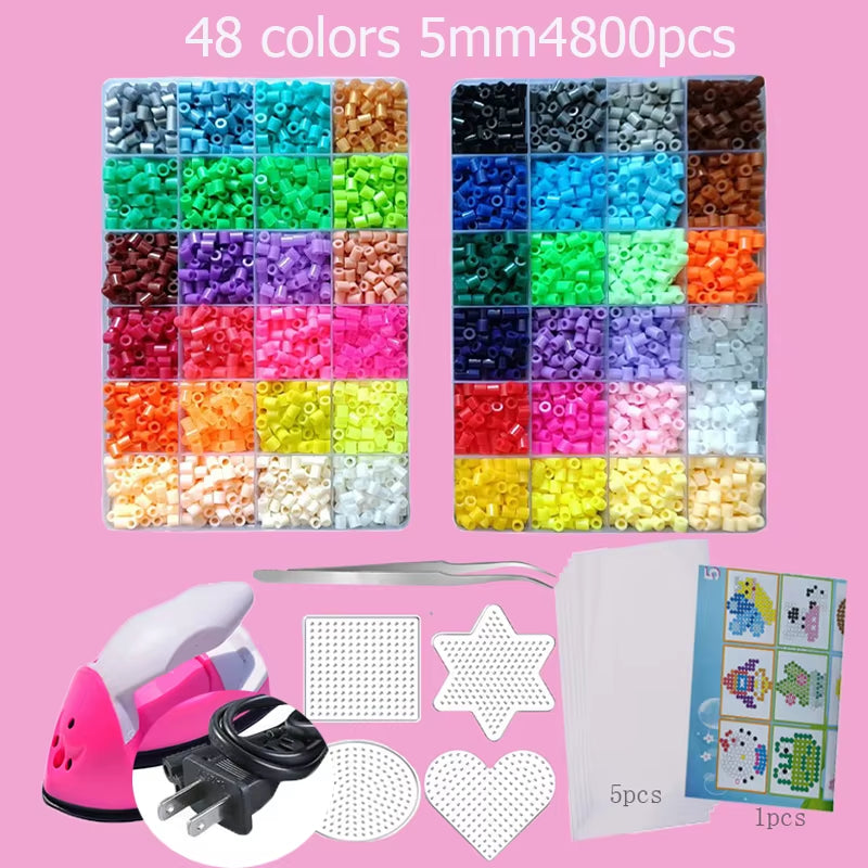 Hama Beads Box Embalagem Thermal Mosaic Ferro Educação Beads, Ironing Beads Fuse Beads Brinquedo DIY, 24 48 72 Cores 2.6MM 5MM