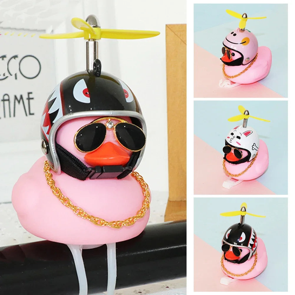 Luminous/Normal Airscrew Helmet Standing Duck Broken Wind Small Yellow Duck Bike Motor Riding Cycling Lights Bicycle Accessories