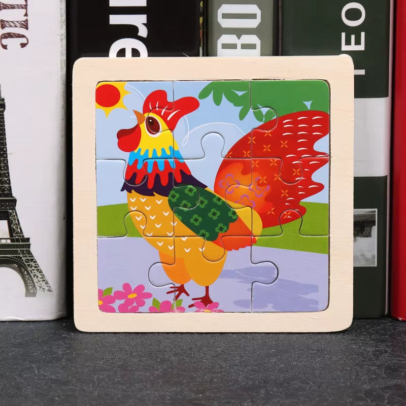 9Pcs Small Size Wooden Puzzle Montessori Toys for Baby Jigsaw 3D Puzzle Board Game Educational Toys for Children Gift
