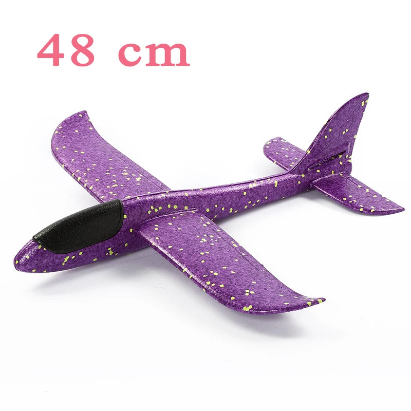 48Cm Large EVA Foam Aircraft Toy Hand Throw Flight Glider Aircraft Airplane DIY Model Toy Throwing Roundabout Airplane Kid Gifts