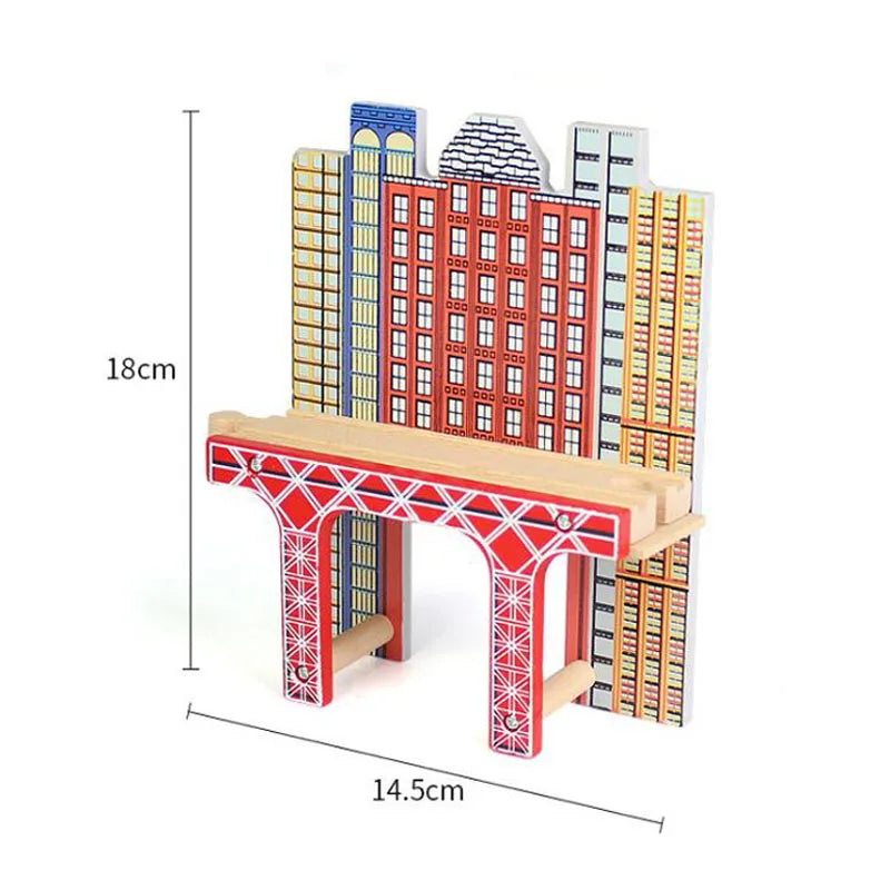 New Wooden Railway Train Track Set Accessoriess Train Station Tunnel Crane Fit All Brands Wood Tracks Educational Toys for Kids