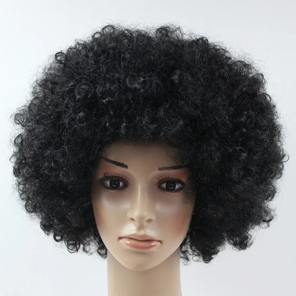 Women Curly Cosplay Wig Short Wavy Curly Hair Colorful Synthetic Wig for Daily Party Men Football Fan Wearing Kids Wigs