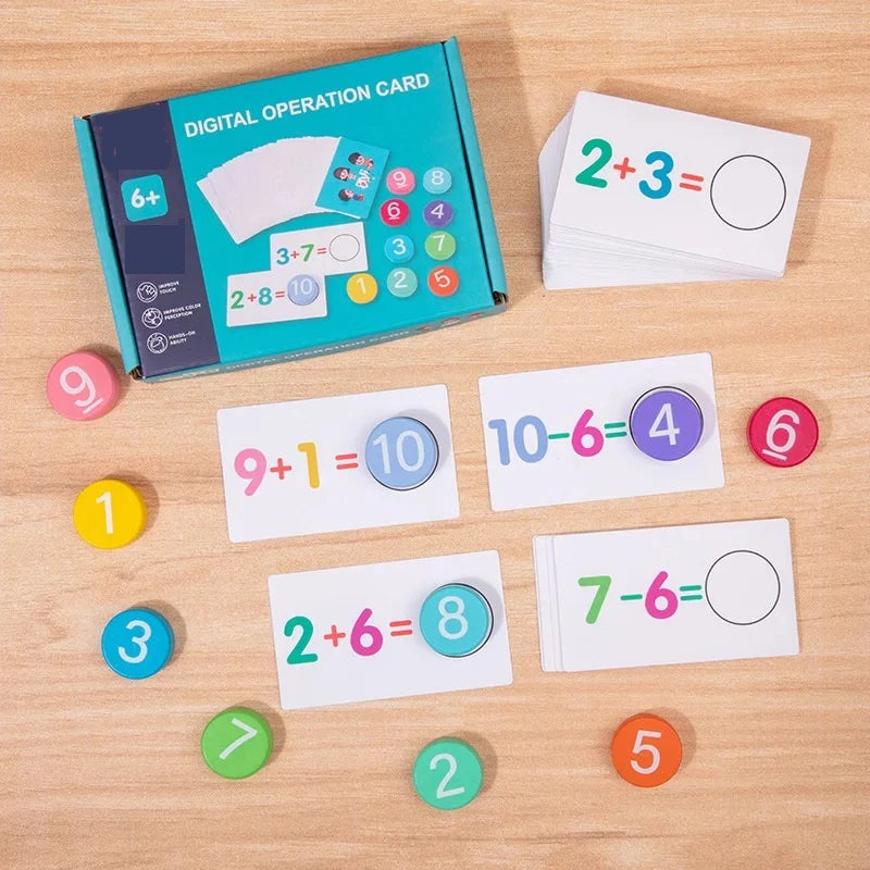 Kids Montessori Math Toys Arithmetic Card Matching Games Addition Subtraction Parish Early Educational Counting Toys for Kid