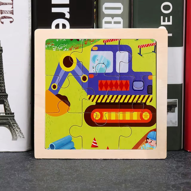 9Pcs Small Size Wooden Puzzle Montessori Toys for Baby Jigsaw 3D Puzzle Board Game Educational Toys for Children Gift