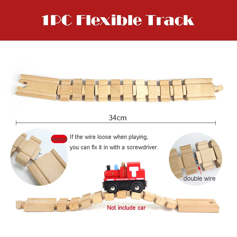 New Wooden Train Track Beech Wooden Railway Tracks Accessories Fit for All Brands Wood Tracks Educational Toys for Kids Gift