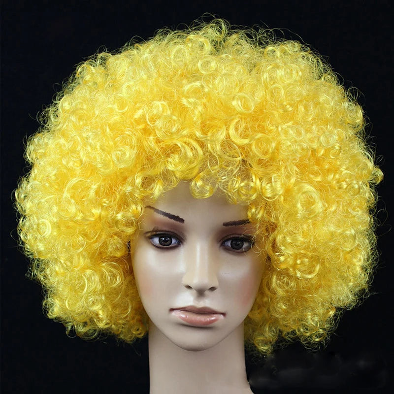 Women Curly Cosplay Wig Short Wavy Curly Hair Colorful Synthetic Wig for Daily Party Men Football Fan Wearing Kids Wigs
