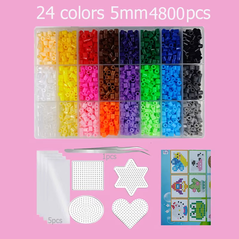Hama Beads Box Embalagem Thermal Mosaic Ferro Educação Beads, Ironing Beads Fuse Beads Brinquedo DIY, 24 48 72 Cores 2.6MM 5MM