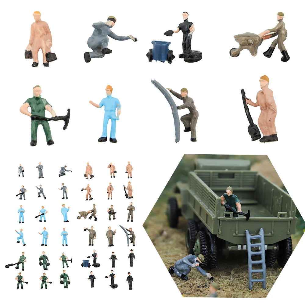 Ho Scale Train Working Figure Mode Miniature Workers with Tools for Railway Building Scenery Layout Toys Architecture
