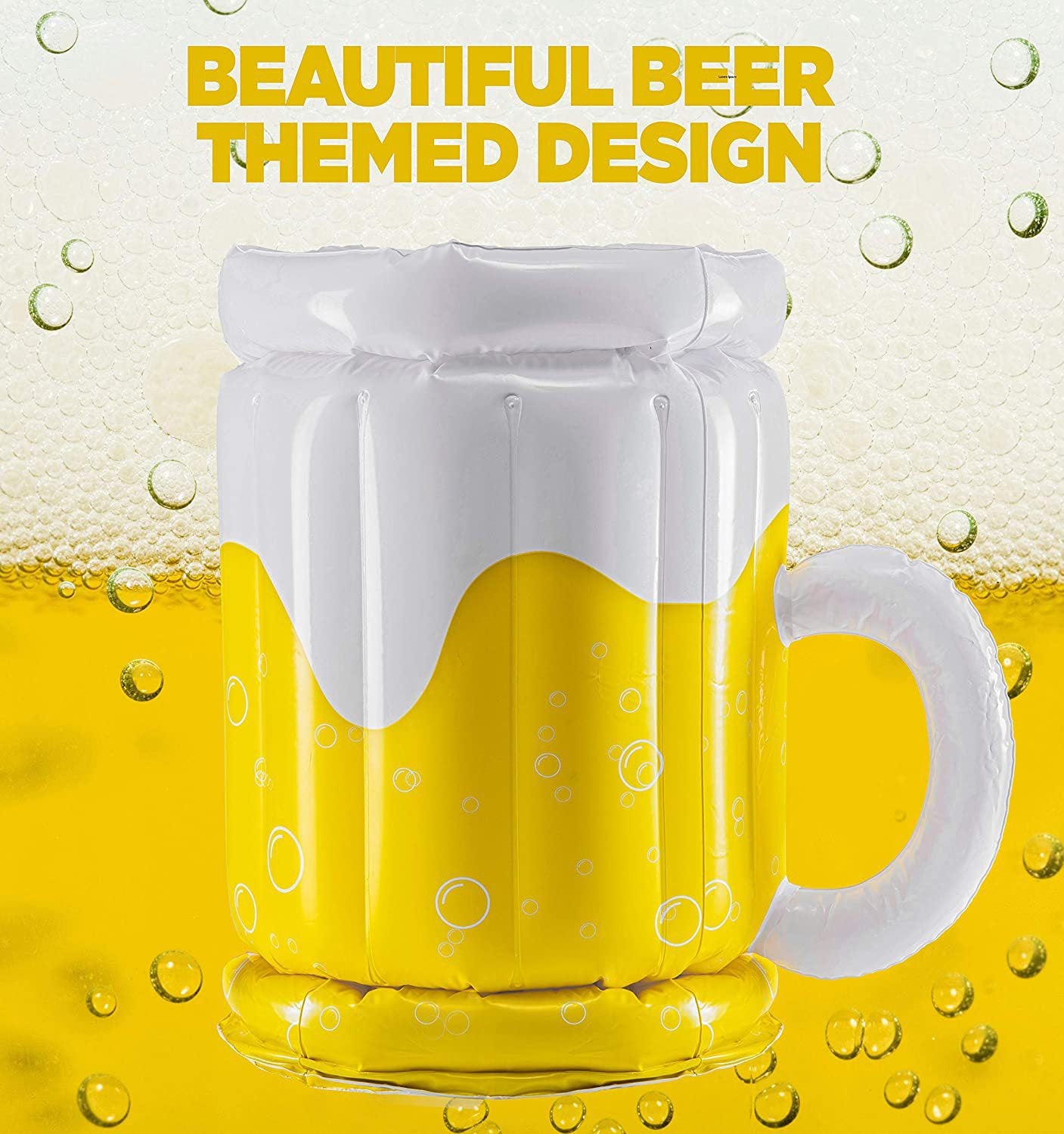 Large Inflatable Beer Mug Cooler Pool Float Drink Cooler for Adults Parties 2 In1 Drink Floatie and Party Supplies Great Toy for Beach Pool and Jacuzzi