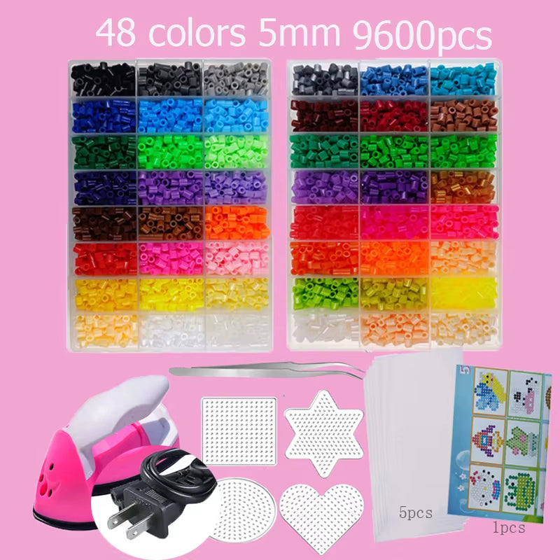 Hama Beads Box Embalagem Thermal Mosaic Ferro Educação Beads, Ironing Beads Fuse Beads Brinquedo DIY, 24 48 72 Cores 2.6MM 5MM